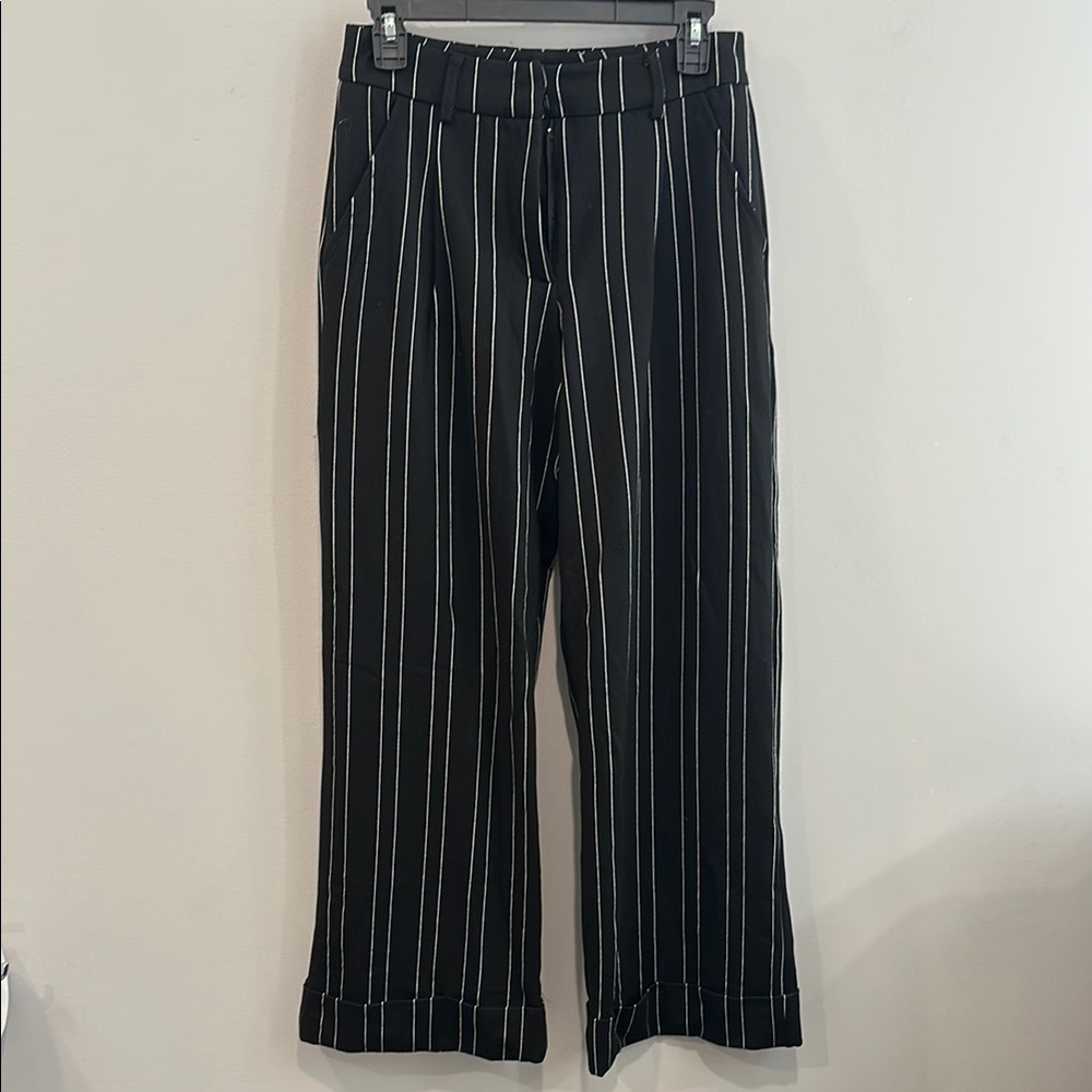 I.AM.GIA Black and White Striped Wide Leg Pants